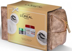 Набор подарочный, L'Oreal (Лореаль) 50 мл + 300 мл арт. ZRU09619 2019 маска для лица Магия глины детокс и сияние + маска для волос Эльсев полное восстановление 5 + косметичка